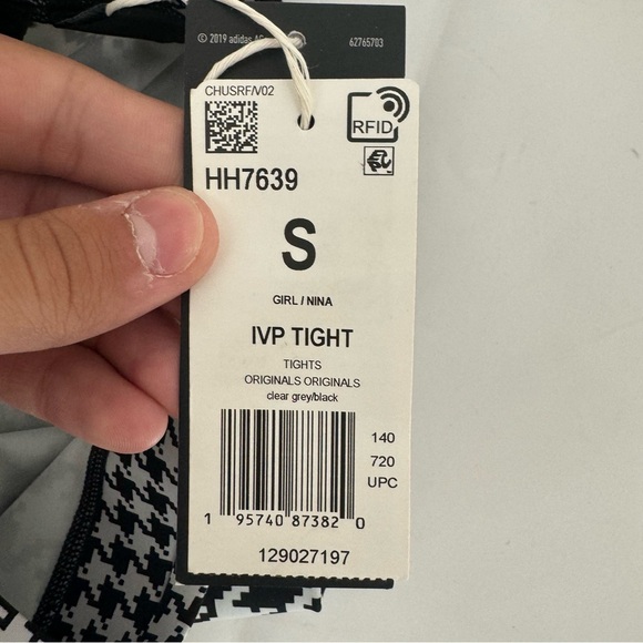 NWT adidas Ivy Park Big Girls Nina Tights Houndstooth Size S black White New - Picture 13 of 16